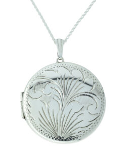 Vintage Round Sterling Silver Locket with Chain