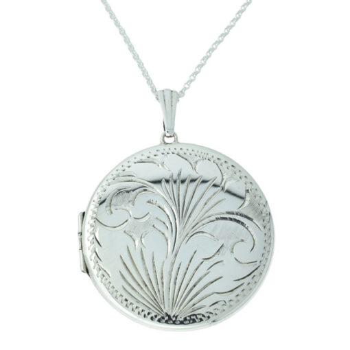 Vintage Round Sterling Silver Locket with Chain
