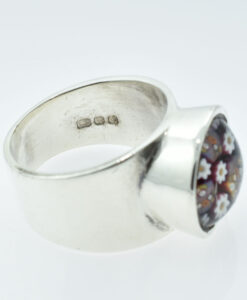 Silver Millefiori Ring London 1973