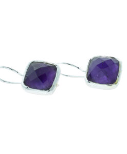 Sterling Silver Amethyst Square Earrings