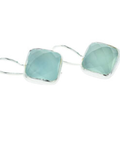 Sterling Silver Aqua Chalcedony Drop Earrings