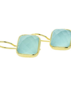 18k Vermeil Aqua Chalcedony Drop Earrings