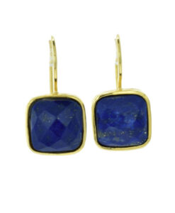 18k Gold Vermeil Lapis Lazuli Square Drop Earrings