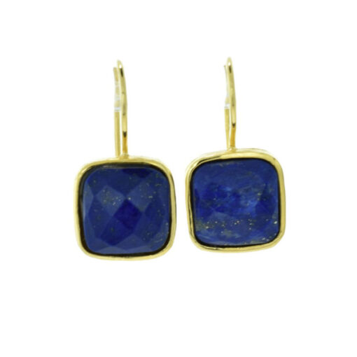 18k Gold Vermeil Lapis Lazuli Square Drop Earrings