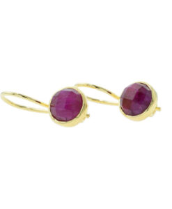 Ruby Red Sillimanite Gold Drop Earrings