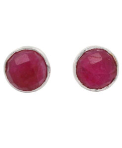 Sterling Silver Ruby Red Sillimanite Stud Earrings