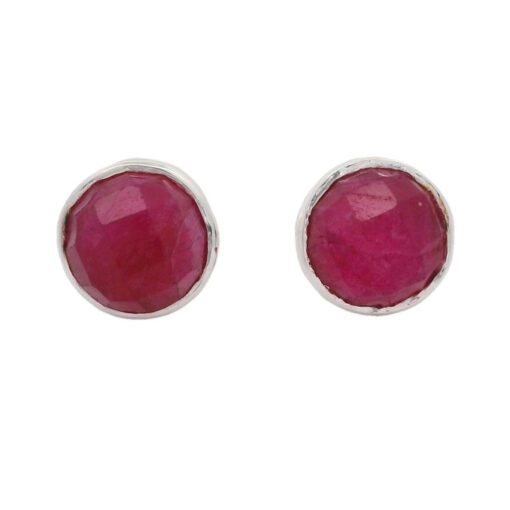 Sterling Silver Ruby Red Sillimanite Stud Earrings