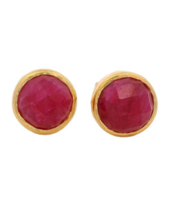 Ruby Red Sillimanite Stud Earrings