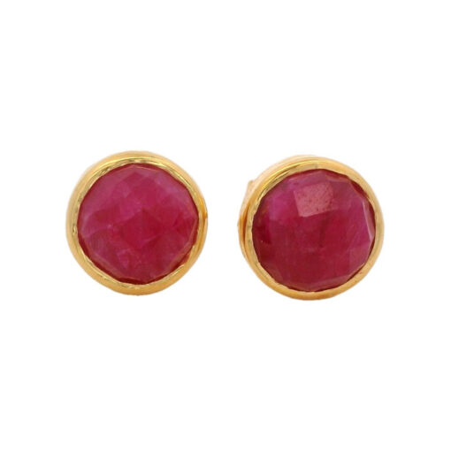 Ruby Red Sillimanite Stud Earrings