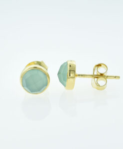 18k Vermeil Aqua Chalcedony Stud Earrings