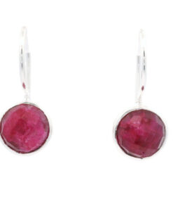 Sterling Silver Ruby Red Sillimanite Drop Earrings