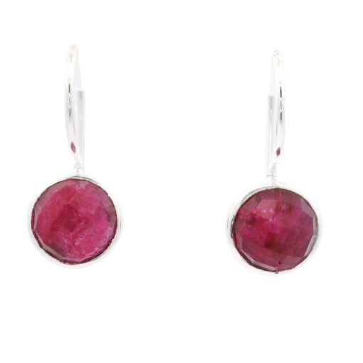 Sterling Silver Ruby Red Sillimanite Drop Earrings