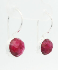 Sterling Silver Ruby Red Sillimanite Drop Earrings