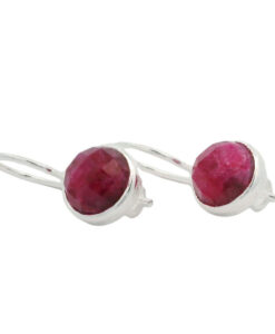 Sterling Silver Ruby Red Sillimanite Drop Earrings