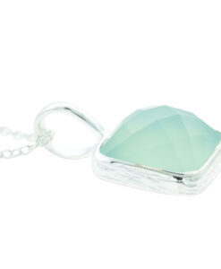 Silver Aqua Chalcedony Square Pendant