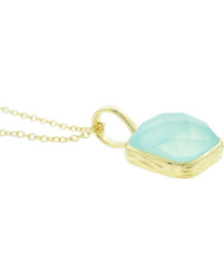 18k Gold Vermeil Aqua Chalcedony Pendant