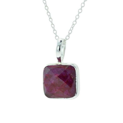 Sterling Silver Ruby Red Sillimanite Pendant