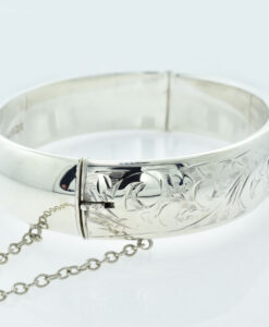 Vintage Sterling Silver Engraved Bangle Dated 1964