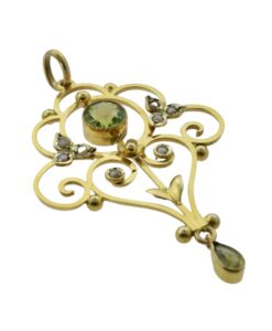 Victorian Gold Peridot and Pearl Pendant c1900