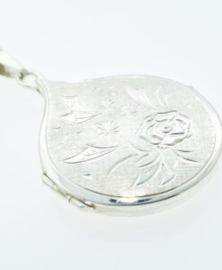 Vintage Water Drop Silver Locket with Chain