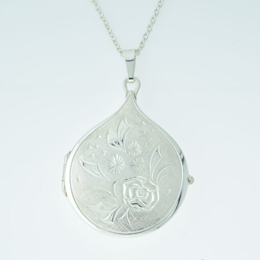 Vintage Water Drop Sterling Silver Locket with Chain