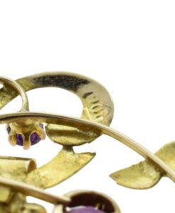 Antique 9ct Gold Almandine Garnet Bow Pendant