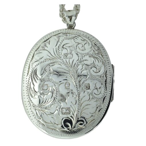 Vintage Sterling Silver Oval Locket with chain