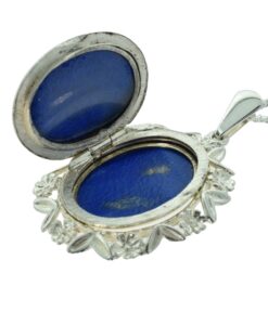 Vintage 1972 Sterling Silver Oval Locket with Chain