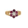 Vintage Gold Diamond and Ruby Cluster Ring