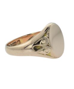 Antique 9ct Rose Gold Oval Signet Ring Chester 1922