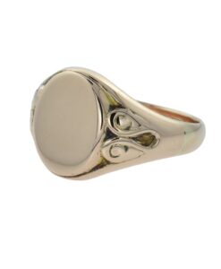 Antique 9ct Rose Gold Oval Signet Ring Chester 1922