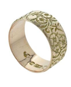 Antique 9ct Rose Gold Heart and Flower Band Ring