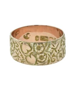 Antique 9ct Rose Gold Heart and Flower Band Ring
