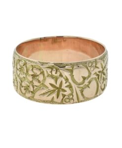 Antique 9ct Rose Gold Heart and Flower Band Ring