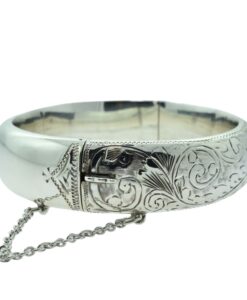Vintage Sterling Silver Engraved Bangle Dated 1960