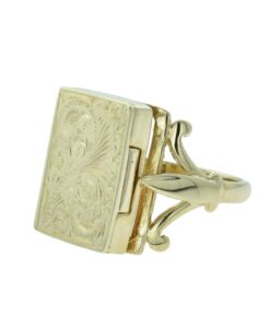Vintage 9ct Gold Rectangular Locket Ring