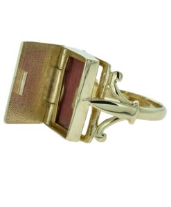 Vintage 9ct Gold Rectangular Locket Ring
