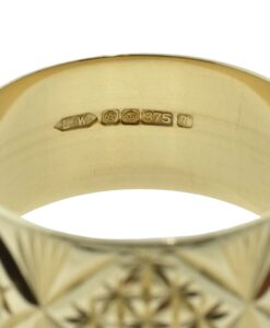 Wide 9ct Gold Star Embossed Wedding Band