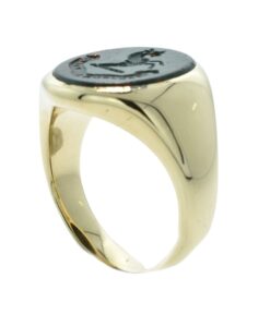 9ct Gold & Bloodstone Signet ring with Horse Intaglio