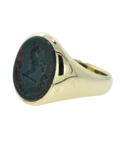 9ct Gold & Bloodstone Signet ring with Horse Intaglio