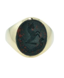 Bloodstone Signet ring with Horse Intaglio
