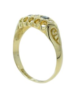 Antique Gold Diamond and Sapphire Ring