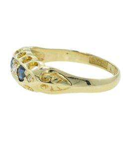 Antique Gold Diamond and Sapphire Ring