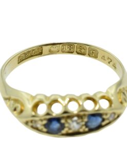 Antique 18ct Gold Diamond and Sapphire Ring