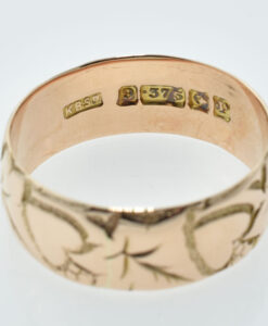 Antique 9ct Rose Gold Heart Band Ring