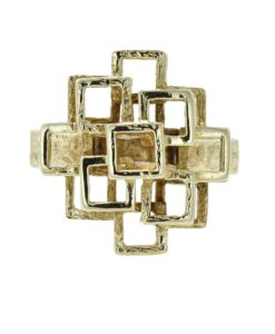 Vintage Gold Brutalist Square Stack Ring