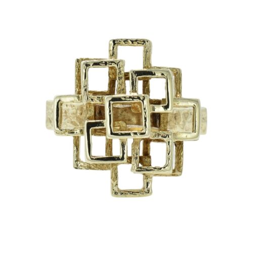Vintage Gold Brutalist Square Stack Ring