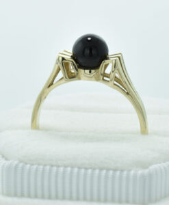 Vintage 9ct Gold Onyx Bead Ring