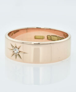 Antique 9ct Rose Gold Diamond Band Ring