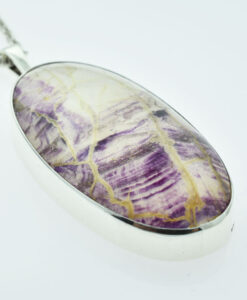 Vintage Sterling Silver BLUE JOHN Stone Pendant Hallmarked 1976